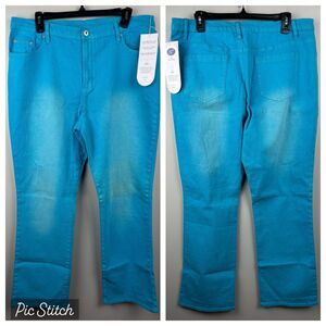 NWT DG2 Diane Gilman Jeans Women 16 30x40 SkyBlue Cotton Stretch Bootcut